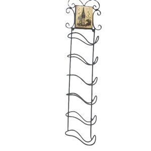 Wine Rack Wall Decor 6 Bottle Metal Scroll